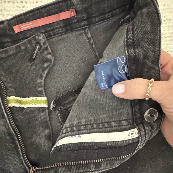 Anthro Pilcro Utility Moto Bootcut Jeans Faded Black Wash 29R - Picture 7 of 15